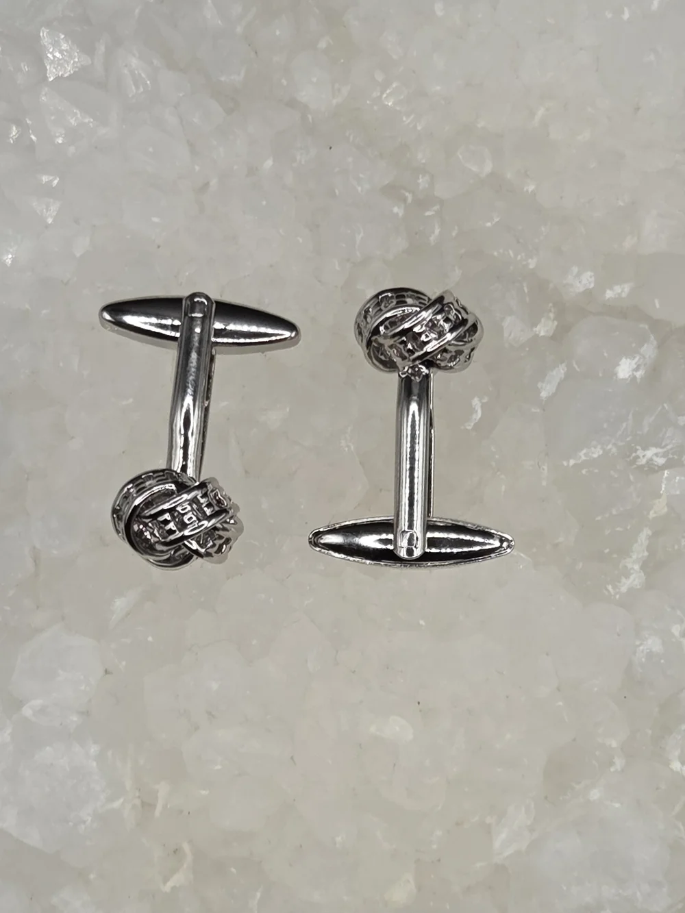 Polished Stainless Steel Knot Cufflinks for Men | Silver Tone